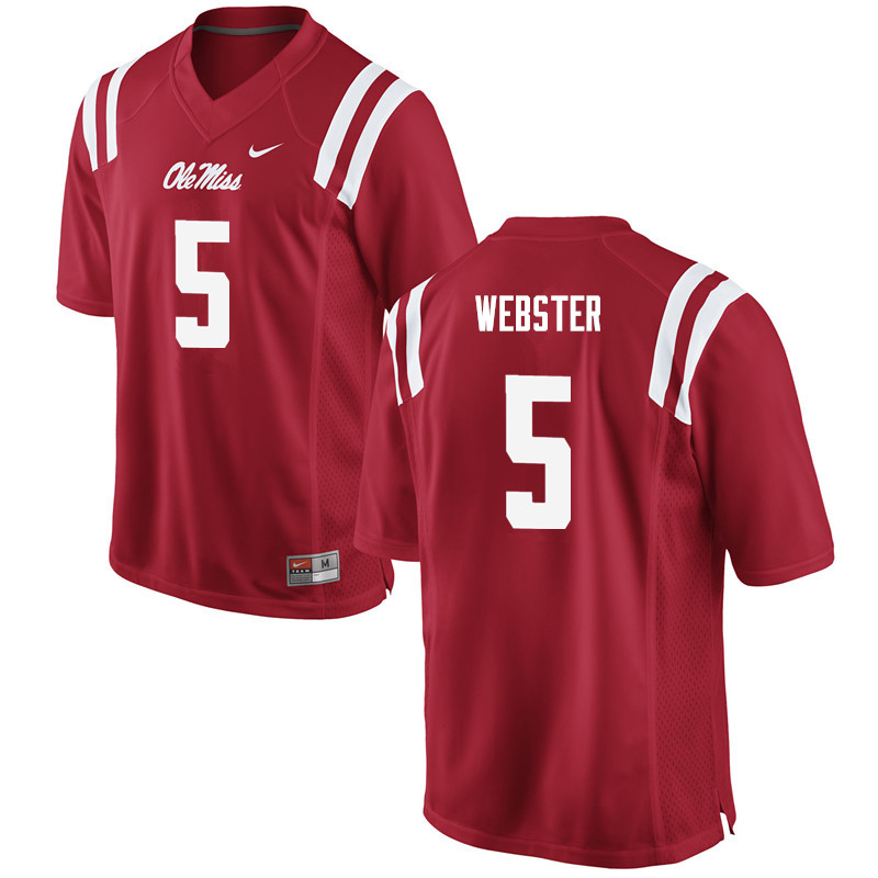 Men Ole Miss Rebels #5 Ken Webster College Football Jerseys-Red - Click Image to Close